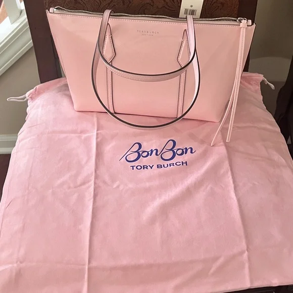 TORY BURCH X Bon Bon • Small Perry Pink Tote Handbag - Picture 12 of 13